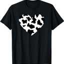 Awesome Cow Print Black & White Print Heart T-Shirt, 2XL, Blac