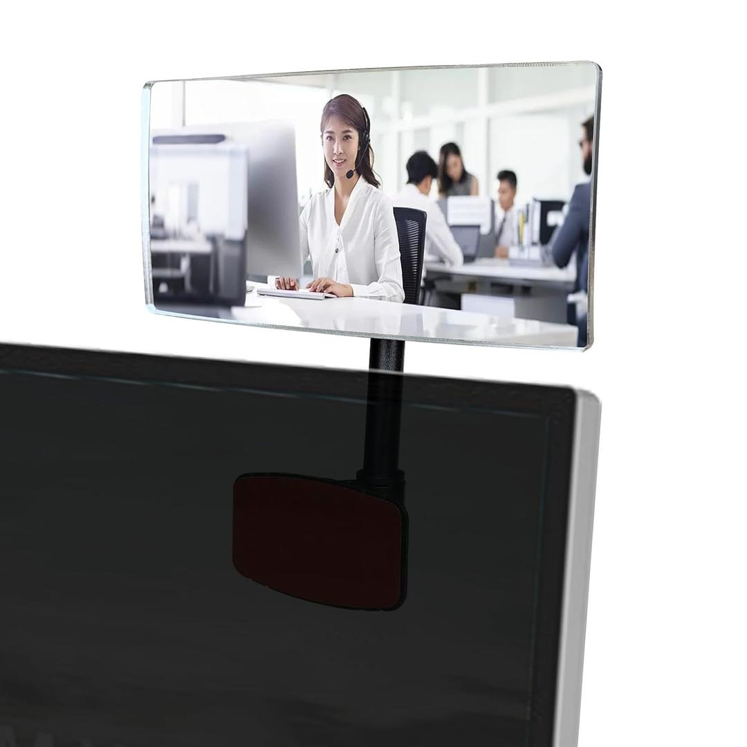 Nnaningo Wide Angle Convex Mirror for Computer Monitor, Office Cubicle & Desk, Stick-On Rear View Mirror to See Behind You, 360 Rotatable Security Mirrors for Personal Safety (
1 Pack 12" x 3")