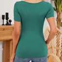 5 Pack Women's Scoop Neck Short Sleeve Shirts Fitted Tops Bulk Casual Basic Stretchy Tight Summer Multipack Tees (S)