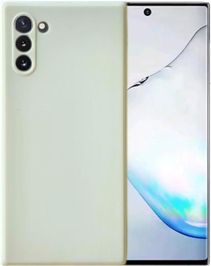 Compatible with Samsung Galaxy Note 10 or Note 10 5G Soft Liquid Silicone Gel Cell Phone Mobile Basic Back case Cover casing funda para (Beige)