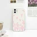 NITITOP Compatible with iPhone 12 Case Cute Flowers Floral Plant Pattern for Women Girls Trendy Slim Fit TPU Bumper Silicone Shockproof Full Camera Protection Cover - Pink and White
