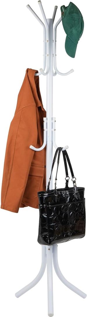 Mind Reader Freestanding Coat Rack, Multi-Tier Organizer for Office and Entryway, Metal, White