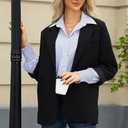 OMSJ Womens Striped Button Down Shirts Smocked Cuffed Sleeve Stylish Collared Office Work Blouses with Pocket (M)