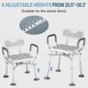 Upgraded Shower Chair for Inside Shower - 6 Height Adjustable (13.4-18.1"), Shower Chair for Elderly and Disabled with Arms and Back, Reinforced Crossbars for 550lbs w/4 Suction Cups