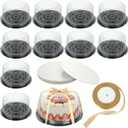10 Pcs 10 Inches Disposable Cake Container with Lid Plastic Cake Carrier with Clear Dome Lid and Cake Boards Round Cake Containers Carriers for Transport, Party Takeout Food Display