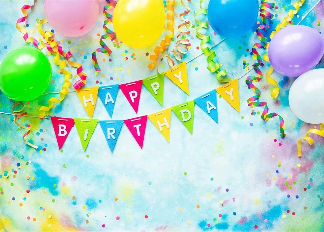 BELECO 8x6ft Fabric Happy Birthday Backdrop Birthday Party Interior Decorations Birthday Banner and Colorful Balloons Birthday Party Supplies Wall Decor Boy Girl Photoshoot Photo Background Props
