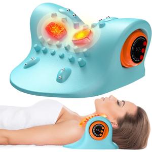 snawowo Neck Massager with Heat,3 in 1 Portable Massager with Cervical Traction &Comfortable Stretching Adjustable Intensity for Neck & Shoulder Relaxation at Home, Office