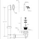 Westbrass 597244-01 White 1-1/2" Tubular Pull & Drain Bath Waste Drain Kit with 2-Hole Overflow Faceplate, Polished Brass