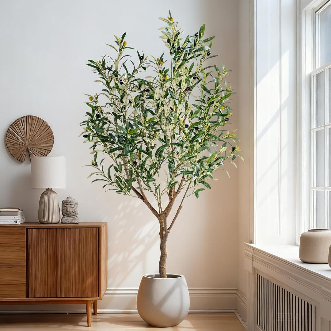 4ft Artificial Olive Tree Faux Olive Plant for Home Decor, Large Fake Olive Tree Modern Farmhouse Style, Floor Plant for Indoor Artificial Trees for Home Decor Indoor, Arbol de Olivo Artificial