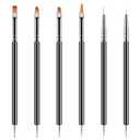 Artdone Nail Dotting Tools 6PCS Double-ended Nail Art Brushes Kit Nail Art Gel Polish Liner Brushes Design Pen For Nail Drawing And Nail Paint Brushes Small Detail Brushes (Black)