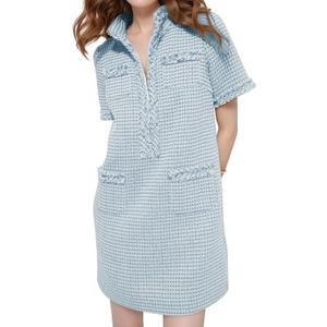 PEHMEA Womens Tweed Dress 2026 Short Sleeve Shift Mini Elegant Formal Work Cocktail Party Dresses,xsmall