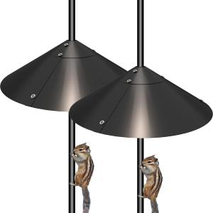 Garbuildman Metal Squirrel Baffle for Bird Feeder Pole, Outside Pole Mount Bird House Guard for Outdoor Shepherds Hook, 19 Inch, 2 Pack