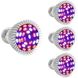 Esbaybulbs 4 Pcs Full Spectrum E26 LED Grow Light Bulb, 28W Grow Plant Light for Hydroponics Greenhouse Organic Indoor Plants (4 Count (Pack of 1))