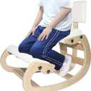 Ergonomic Kneeling Chair with Back Support, Adjustable Height Wooden Knee Chair - Improve Posture with an Angled Seat, with Cushion for Home,Office, Ivory
