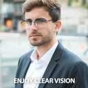 VIEWBETTER Titanium Frame Reading Glasses with Smoky Quartz Lenses - Natural Crystal Stone/Clear Real Glass R2222