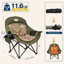 Heated Oversized Camping Chair, Heavy Duty Padded, Thick Headrest, Green, Single