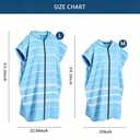 1pcs Zipper Surf Poncho Cotton Turkish Towel Beach Cover Up Changing Robe with Hood and Front Pocket Absorbent Wearable Towel Hooded Beach Towel for Adult Man Women Beach Pool (Blue, L)