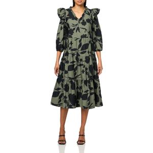Mud Pie Women Priscilla Midi Dress (Large, Green)