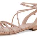 Ermonn Women's Lace-up Flat Sandals Strappy Open Toe Slingback CrissCross Casual Summer Slides (9, Khaki)