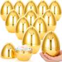 JOYIN 12 Pcs Large Gold Easter Eggs, 6 Inches Metallic Jumbo Plastic Eggs Fillable for Easter Themed Hunt Basket Stuffers Fillers Filling Treats Party Favor Classroom Prize Supplies
