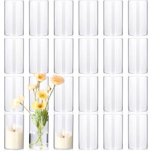 24 Pcs Tall Glass Vases Bulk, 6 Inch Clear Cylinder Flower Vases Transparent Candle Holder for Wedding Centerpieces and Home Decor