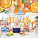 138pcs Little Cutie Baby Shower Balloon Boxes Decorations, Baby Block with Letters Orange Balloon Garland Kit A Little Cutie is On The Way Banner Willow Leaves for Fruit 1st Birthday Party Decorations