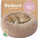Bedsure Calming Cat Beds for Indoor Cats - Small Cat Bed Washable 20 inches, Anti-Slip Round Fluffy Plush Faux Fur Pet Bed, Fits up to 15 lbs Pets, Camel