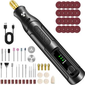 Mini Electric Totary Cordless Tool Kit 4.0V USB Type-C Rechargeable, 60 Accessories, 3 Speed Control (5000-16000RPM), Compact & Portable for DIY Crafting, Polishing, Engraving