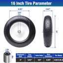 16" Flat Free Solid Tire and Wheel with 2pcs 3/4" Bearing, 4.80/4.00-8 PU Airless Tires with 5/8" Ball Bearings 6" Centered Hub for Hand Truck/Utility Cart/Various Carts, 1 P(330 Lb Gemstone Stripe), Light Grooves
