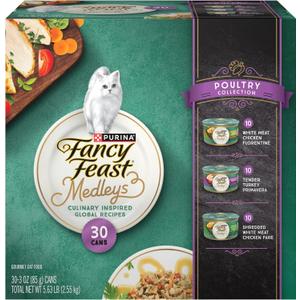 Purina Fancy Feast Medleys Poultry Collection Wet Cat Food Variety Pack - (Pack of 30) 3 oz. Cans