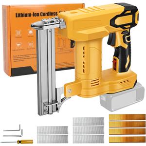18 Gauge Brad Nailer Cordless for Dewalt 20V Max Battery, 2 in 1 Brushless Electric Staple Gun/Nail Gun with 500 Nails and 500 Staples, Dual Protection Design, for Home Improvement, Woodworking