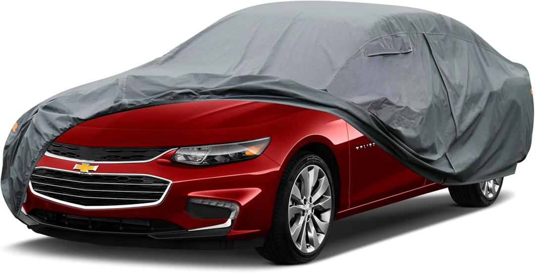 GUNHYI 16 Layers Car Cover Waterproof All Weather, Heavy Duty Full Exterior Cover Universal Fit Coupe Pontiac Firebird/Trans Am, Chevy Malibu/Chevelle, Dodge Charger, Hyundai Genesis, Jaguar XJ etc. (0 Fit Coupe Length 194-202 inch)