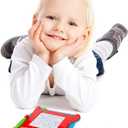 Jasnkkont Mini Magnetic Drawing Board, Travel Size Erasable Doodle Magna Board Toy, Small Writing Painting Sketching Pad, Educational Learning and Classroom Prizes for Toddler Boy Girl Kids Child, Red