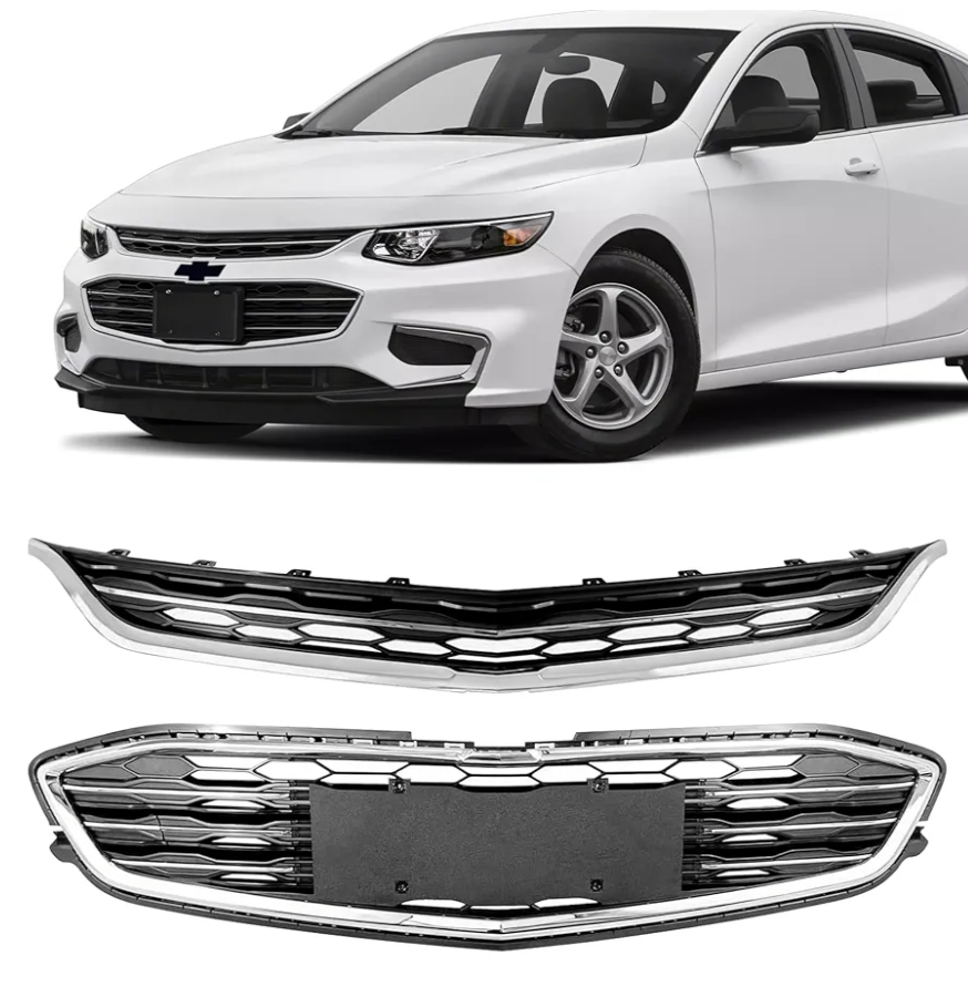 PartsFlow Front Upper And Lower Bumper Grill Honeycomb Mesh Grille For 2016 2017 2018 Chevrolet Chevy Malibu GM1036188