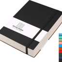 AHGXG 8.5''11'' Notebook College Ruled - Large A4 Notebook Lined Journal - 320 Pages Thick Journal for Writing, 100gsm Thick Paper, Leather Softcover, for Work School - Black