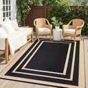 OLANLY Outdoor Rug 8x10 ft Waterproof, Reversible Outdoor Plastic Straw Rug, RV Mat, Indoor Outdoor Carpet Clearance for Patio, Camping, Balcony, Deck, Backyard, Black & Beige
