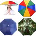 3 Pack Umbrella Hat, Sports Head Umbrella Hats for Adult Women, 26" Diameter Folding Waterproof Rainbow Fishing Headwear for Outdoor Party Beach