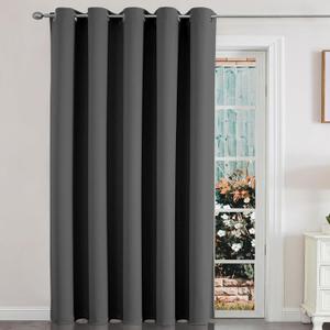 Joydeco Blackout Room Divider Curtains for Sliding Glass Doors 84 Inches Long 1 Panel, Wide Sliding Door Curtains for Patio Bedroom Living Room (Grey, 70Wx84L) (70"W x 84"L (Pack of 1))