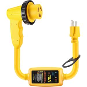 30 Amp to 110 Volt RV Adapter with Surge Protector 4200J 5-15P to L5-30R RV Adapter with Locking Connector Grip Handle Circuit Analyzer Power Cord 33.8 Inch for Camper Travel Trailer