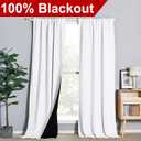 NICETOWN Full Shading Curtains for Window, Super Heavy-Duty Black Lined Blackout Drapes with Rod Pocket & Back Tab for Bedroom, Privacy Assured Window Treatment (Pure White, Pack of 2, 52" W x 90" L)