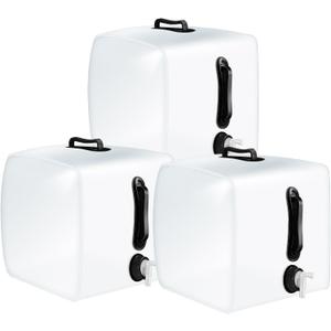 Reallnaive 3 Pcs 5.3 Gallon Collapsible Water Container with Spigot, Foldable Camping Water Container Portable Camping Storage Carrier Jug for Outdoors Hiking Emergency Kit Backpack(Black)