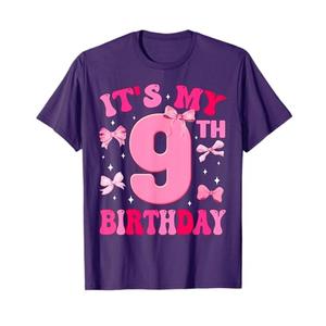 It's My 9th Birthday Girl Coquette Bow 9 Year Old Party Girl T-Shirt Kids 10