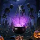 Halloween Decorations Outdoor, Large Witch Cauldron, Halloween Decor, with Large Tripod/Purple Lights/Cotton/40CM Skull, Witch Cauldron Magic Candy Bucket Decoration, for Porch Outdoor Party