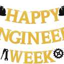 Happy Engineers Week Banner - Engineer Week Sign, Civil Engineer, Chemical Engineer, Engineer appreciation Party Decoration Gold Glitter