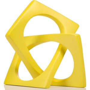 XMGZQ Yellow Knot Statue for Coffee Table Centerpiece Decor,Modern Abstract Art Geometric Sculpture and Figurines, Home Decor Accent,Cube Knick Knacks for Shelves,Bookshelf,Entryway,Floating