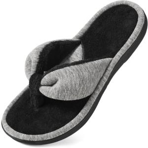 Wishcotton Women's Memory Foam Spa Thong Flip Flops Cozy Indoor Slippers, Ladies Summer Lightweight Open Toe House Sandals (M)