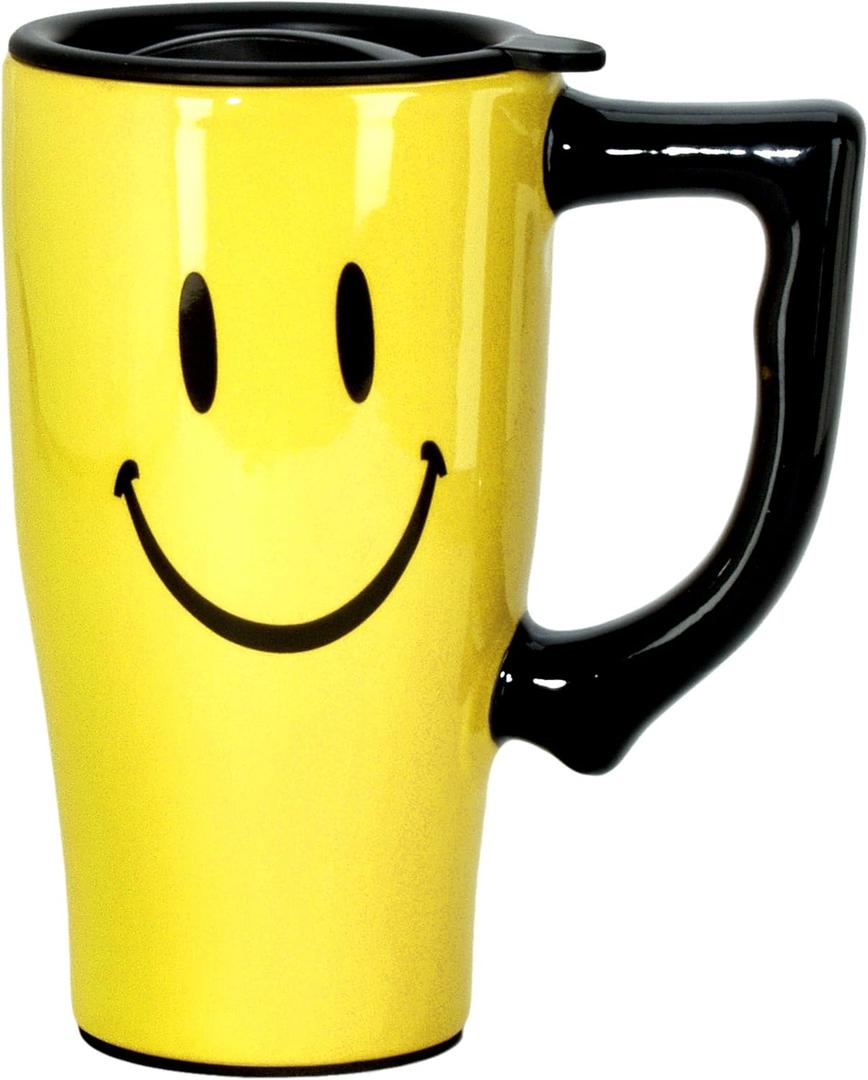 Spoontiques SMILEY FACE TRAVEL MUG, 18 ounces Spoontiques SMILEY FACE TRAVEL MUG, 18 ounces