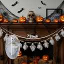 Halloween Garland 7ft Cute Ghost & Wooden Beads - Handmade Rustic Halloween Garland Banner for Mantle Fireplace Farmhouse Indoor Fall Home Decoration, White