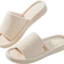 ULTRAIDEAS Open Toe House Slippers for Women Soft Coral Fleece Indoor Shoes Memory Foam Indoor/Outdoor Slippers with Anti-Skid Sole, Gift for Ladies