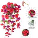 Artificial Hibiscus Fake Hanging Flowers Plants for Outdoors Spring Decoration, 4pcs Faux Silk Outside Hibiscus Long Trailing Vines Realistic UV Resistant for Front Door Planter Porch Patio Yard Urn (Red + Fuchsia)